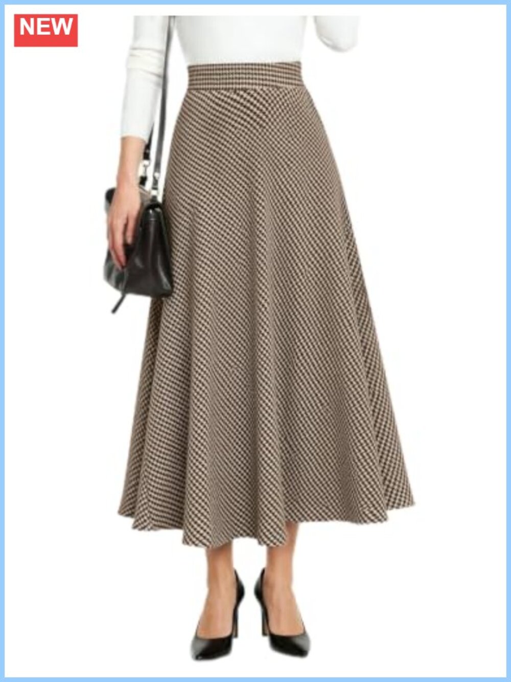 Plaid A-Line Skirt High Waisted with Pockets